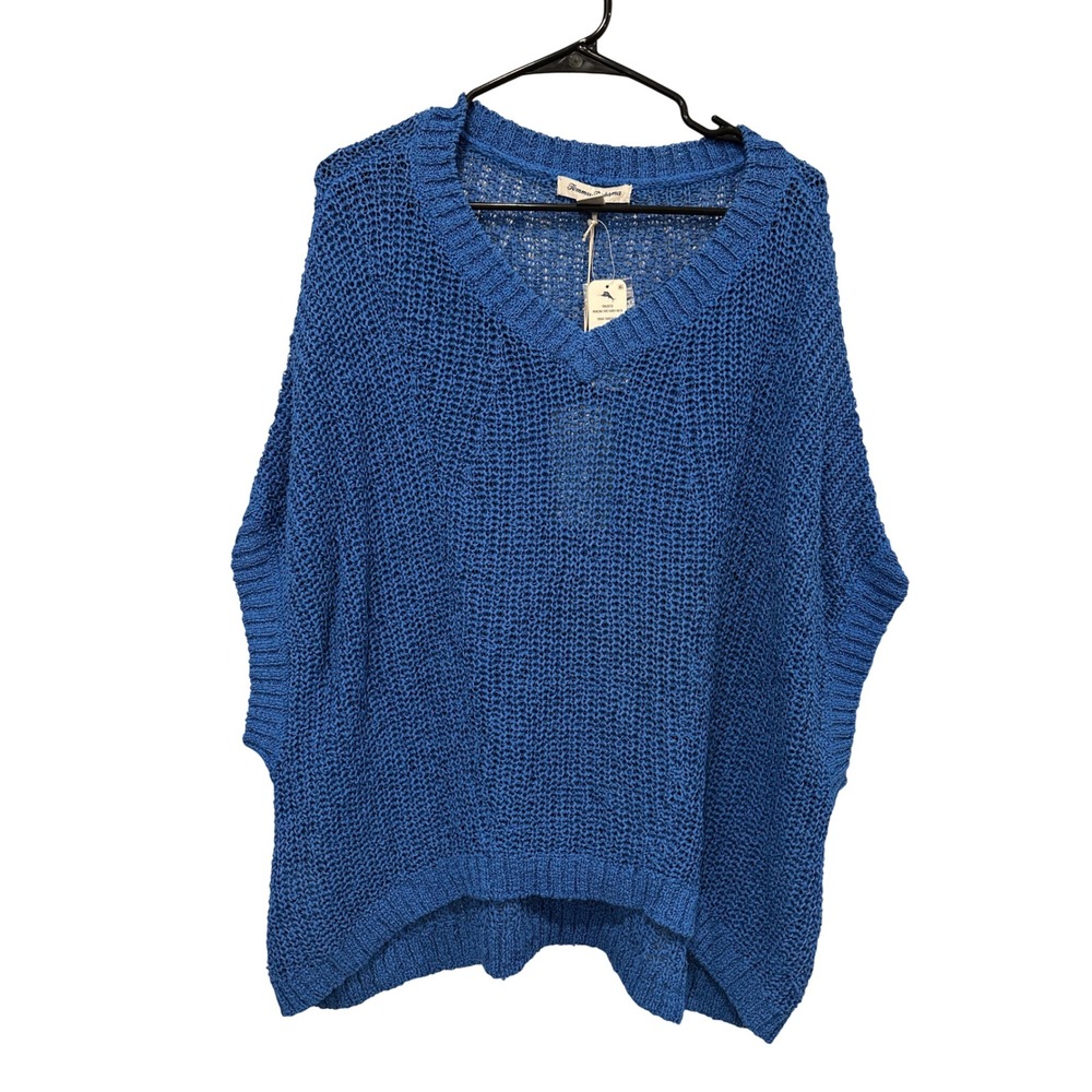 Tommy Bahama Marlina Tape Yarn V Neck Sweater Blue SW420732 Turkish Sea L
